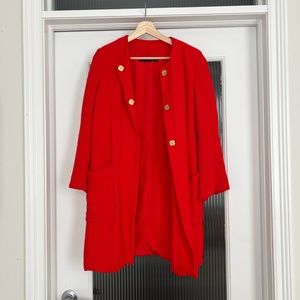 Zara red bell sleeve mid length duster - size small